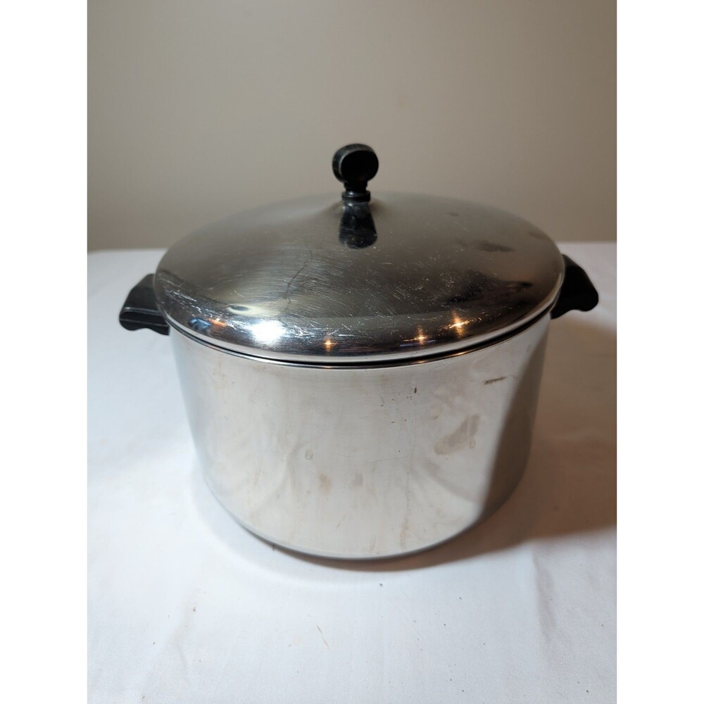 Farberware Stainless Steel Aluminum Clad 8 Quart Stock Pot With Lid Vintage USA